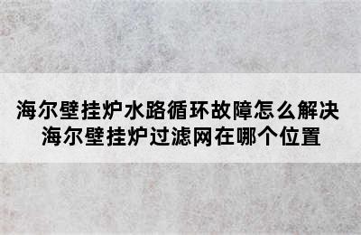 海尔壁挂炉水路循环故障怎么解决 海尔壁挂炉过滤网在哪个位置